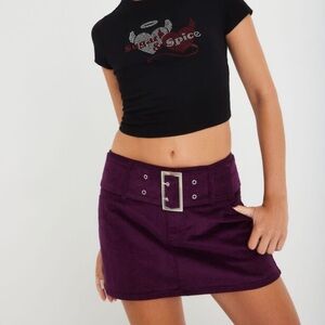 Garage Low-rise Corduroy Belted Skirt